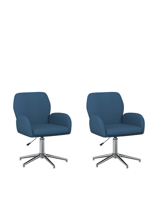 Swivel Visitor Chair with Arms in Blue Colour 54x58x90cm 2 Pieces