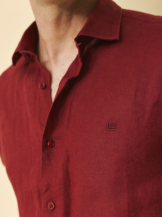Long Sleeve Linen Shirt in Regular Fit Rust