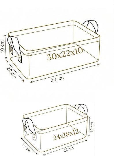 SteweHome Καλάθι Αποθήκευσης Υφασμάτινο Λευκό 30x22cm 2τμχ
