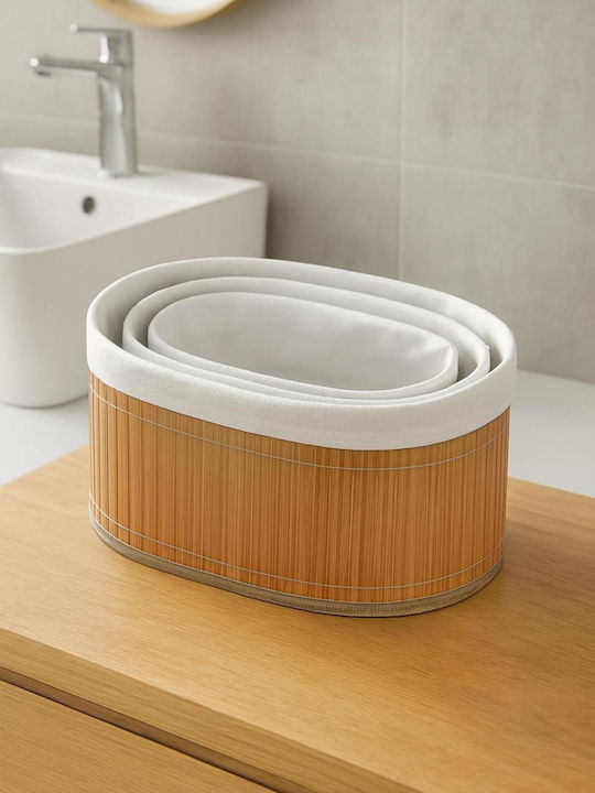 SteweHome Bamboo Beige Storage Basket 3 Pieces