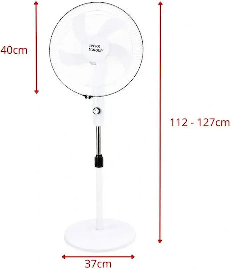 Verk Group Подов вентилатор 40W с диаметър 40cm Бял