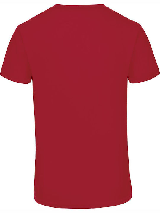 B&C Triblend Herren Werbebekleidung T-Shirt Kurzärmelig Rot