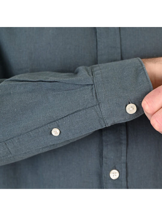 Long Sleeve Linen Shirt Petrol