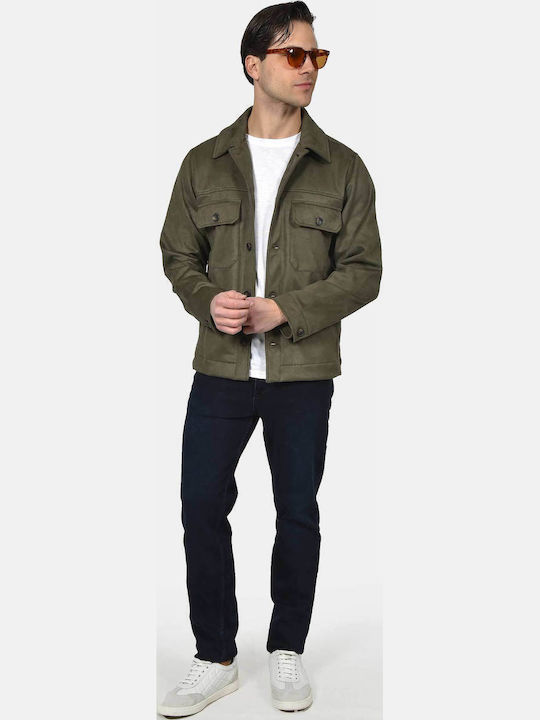 Long Sleeve Overshirt in Regular Fit Khaki