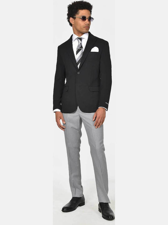 Winter Men's Suit Jacket with Slim Fit Black