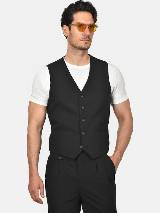 Winter Herrenanzug mit Weste mit Schlanke Passform Schwarz