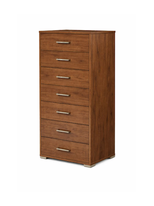 Comodă Dormitor Din Lemn Nucă 60x45x123εκ.