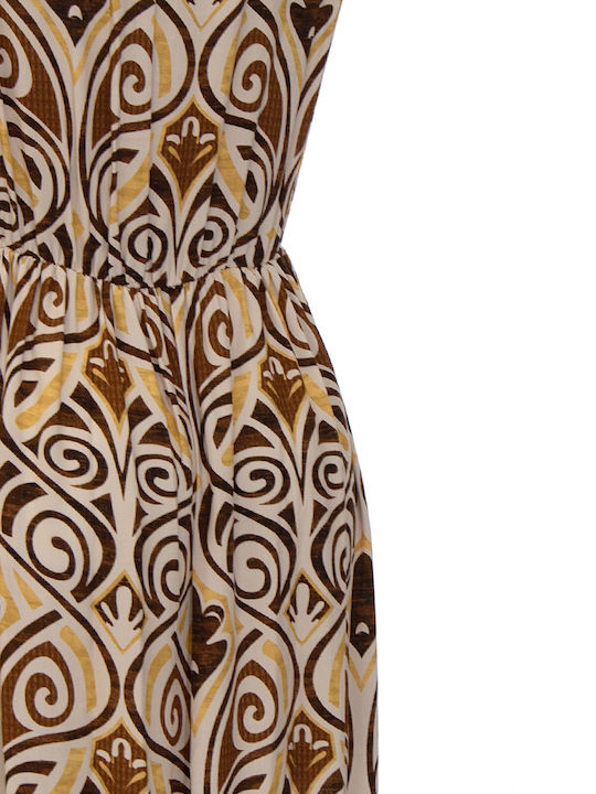Summer Maxi Dress Brown-Yellow-Beige
