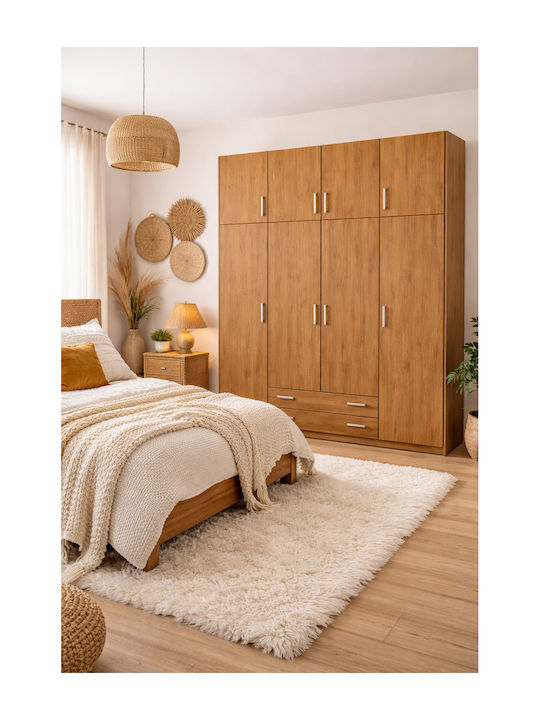 Vier Türen Kleiderschrank Walnuss 200x60x240cm