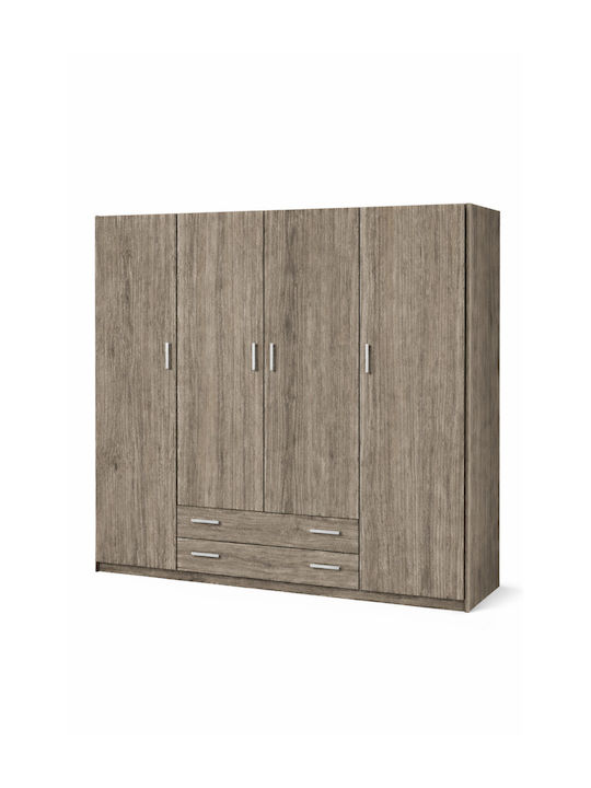Four Door Wardrobe Ash Grey 200x60x180cm