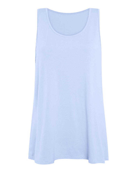 Celestino Damen Bluse Ärmellose Monochrome Loose Fit Hellblau
