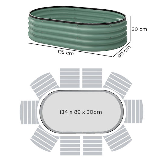 Outsunny Flower Bed Garden Fence Metal 135x90x30cm Green