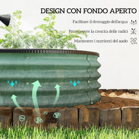 Outsunny Flower Bed Garden Fence Metal 135x90x30cm Green