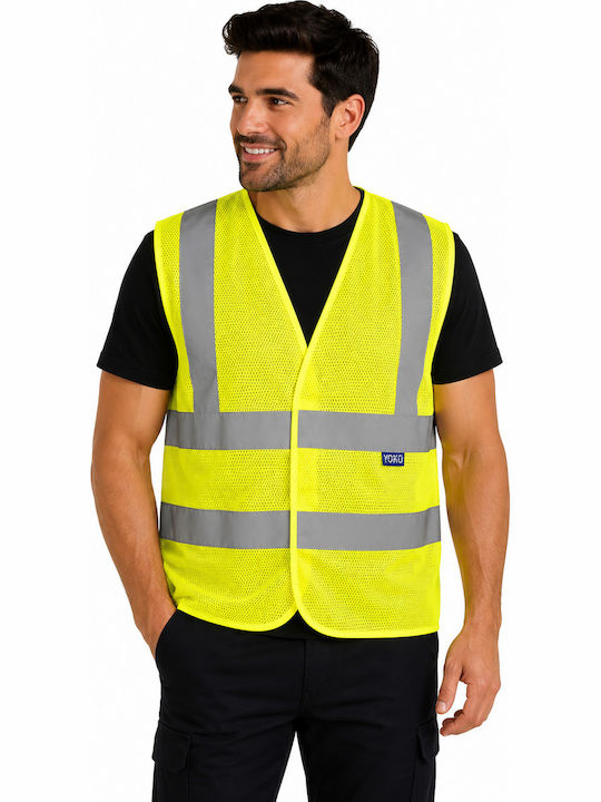 Yoko HVW120 Men's Safety Vest with Reflective Film Yellow
