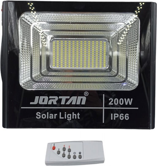 Jortan Waterproof Solar LED Flood Light 200W Cold White 5000K with Photocell and Remote Control IP66