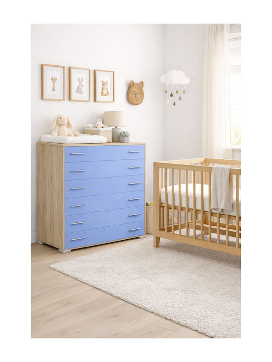 Kinderkommode Hellblau 90x45x108cm