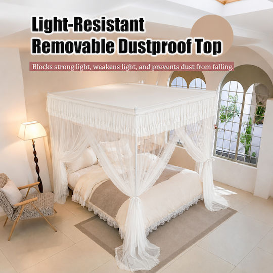Large Bed Mosquito Net Lace 150x200cm White Galifas 792301 Galifas