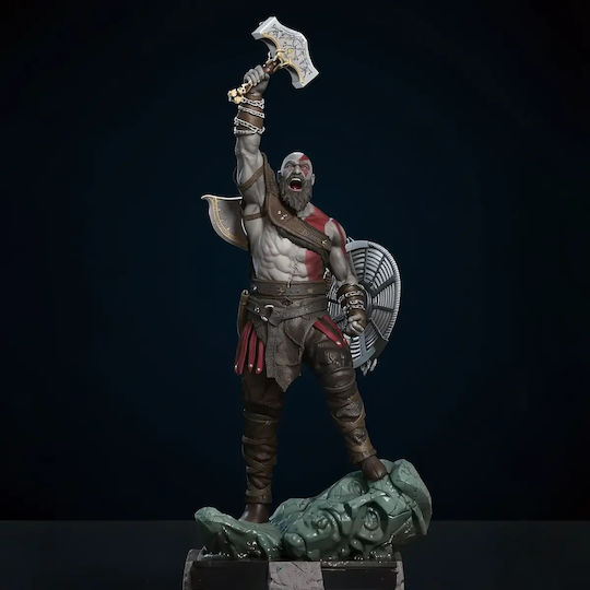 Unpainted 3D Figure Kratos Roaring 3D Printing Model God War Painting DIY Gift Colors 15.2 Cm 1:12