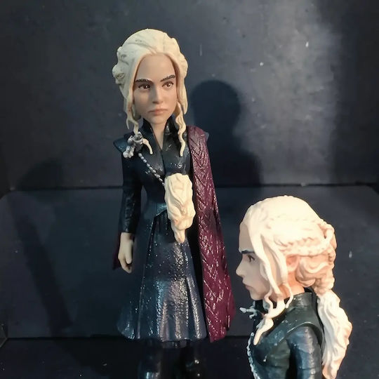 Unpainted 3D Figure Game Thrones Daenerys Targaryen Chibi 3D Printing Figurine Painting DIY Gift Colors 30 Cm 1:6