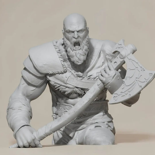 Sammlbare Figur 3d Kratos On Fire Troll Kopf Gott des Krieges Bemalt Diy Geschenk Farben 30 Cm 1:6
