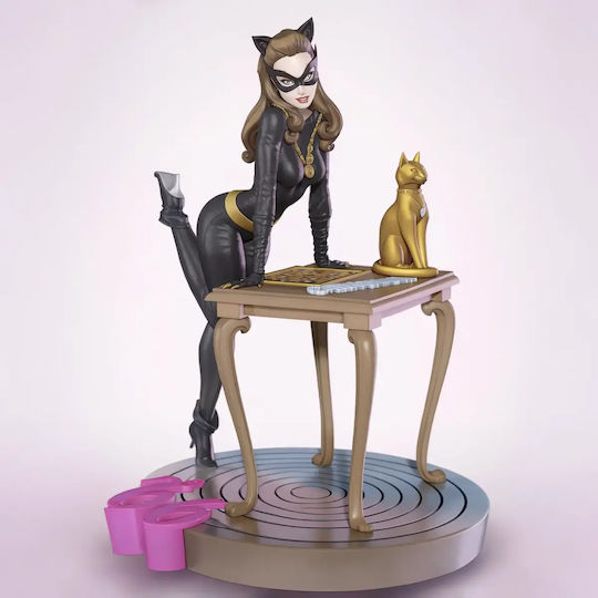 Άβαφη 3d Φιγούρα Catwoman Standing By Table 3d Βάψιμο Diy Δώρο Χρώματα 30 Cm 1:6