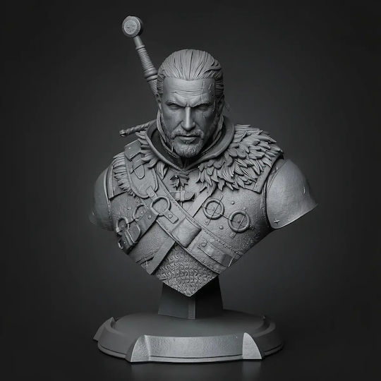 Unpainted 3D Figure Geralt Bust 155mm Demon Head Witcher 3 Painting DIY Gift Colors 20 cm 1:8