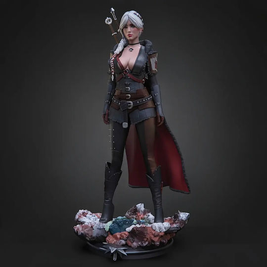iLovePrints Sammelbare Figuren Abgebaute 3d Figur Ciri Witcher Eis Basis Bemalen Diy Geschenk Farben 15,2 Cm 1:12