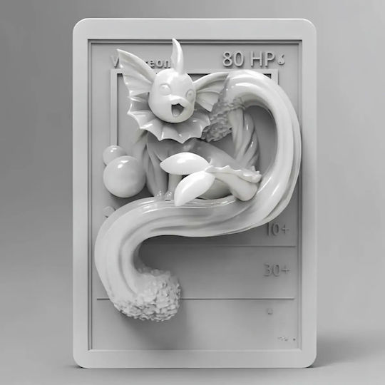 Unpainted 3D Pokemon Figure 3D Card Collection Vaporeon Painting DIY Gift Colors 15.2 Cm 1:12