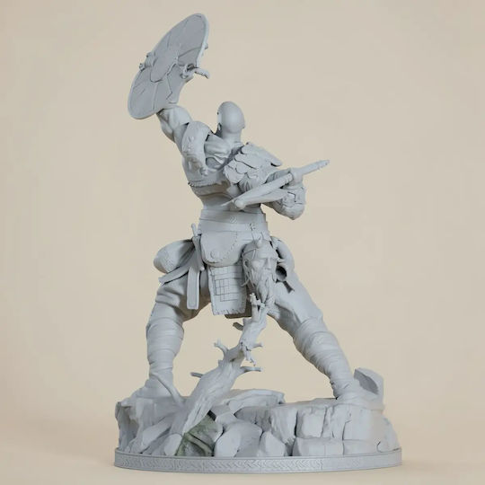 Unpainted 3D Figure Kratos Axe Shield Painting DIY Gift Colors 30 Cm 1:6