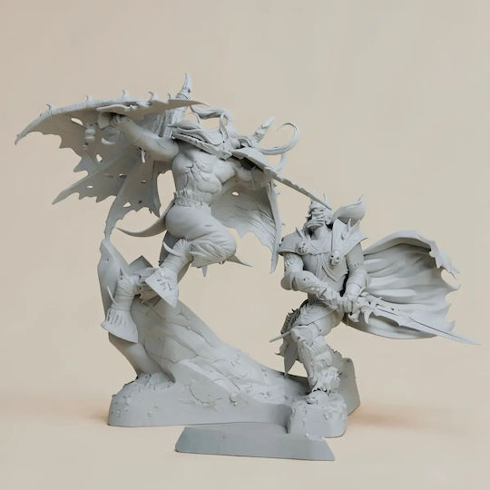 Άβαφη 3d Φιγούρα Illidan Vs Arthas Warcraft Files Βάψιμο Diy Δώρο Χρώματα 20 Cm 1:8