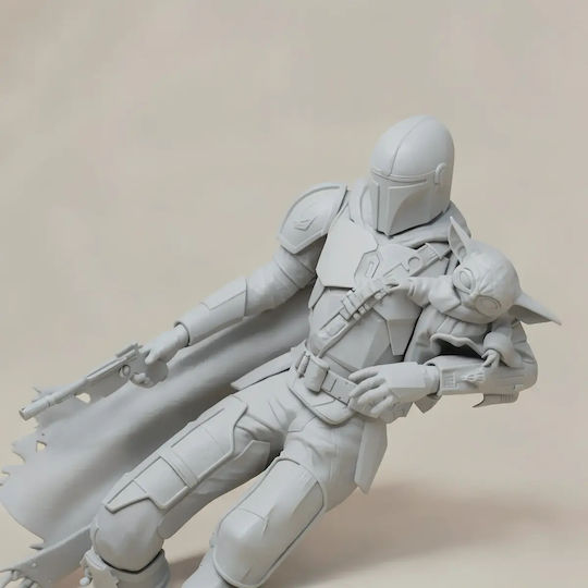 Sammlbare Figur Άβαφη 3d Mandalorian Baby Yoda Explosion 3d Printing Model Starwars Βάψιμο Diy Δώρο Χρώματα 20 Cm 1:8