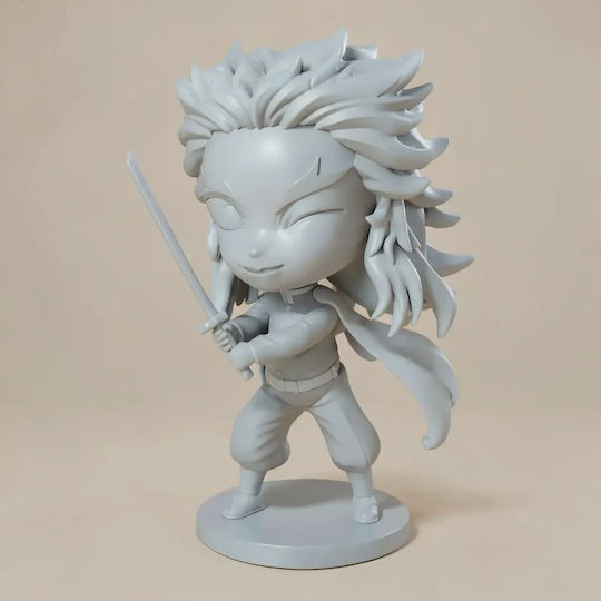 Unpainted 3D Figure Kyojuro Rengoku Nendoroid From Kimetsu No Yaiba 3D Model Painting DIY Gift Colors 15.2 Cm 1:12