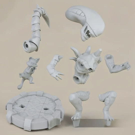 Άβαφη 3D Фигура Chibi Xenomorph Alien Sculptures 3D Печат Боядисване DIY Подарък Цветове 30 см 1:6