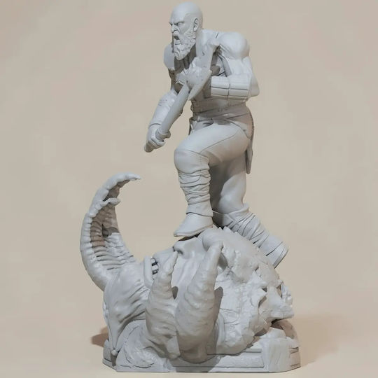 Sammlbare Figur 3d Kratos On Fire Troll Kopf Gott des Krieges Bemalt Diy Geschenk Farben 20 Cm 1:8