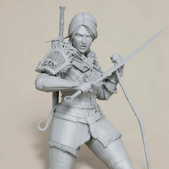iLovePrints Sammelbare Figuren Abgearbeitete 3D Figur Ciri Witcher Ketten Schwert 185mm Bemalung Diy Geschenk Farben 30 cm 1:6