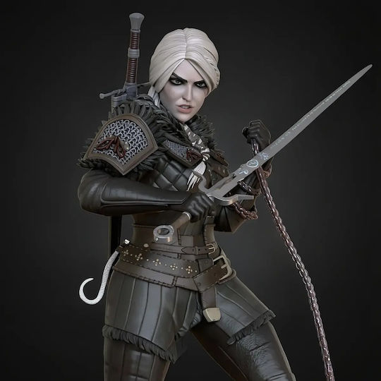 iLovePrints Sammelbare Figuren Abgearbeitete 3D Figur Ciri Witcher Ketten Schwert 185mm Bemalung Diy Geschenk Farben 30 cm 1:6