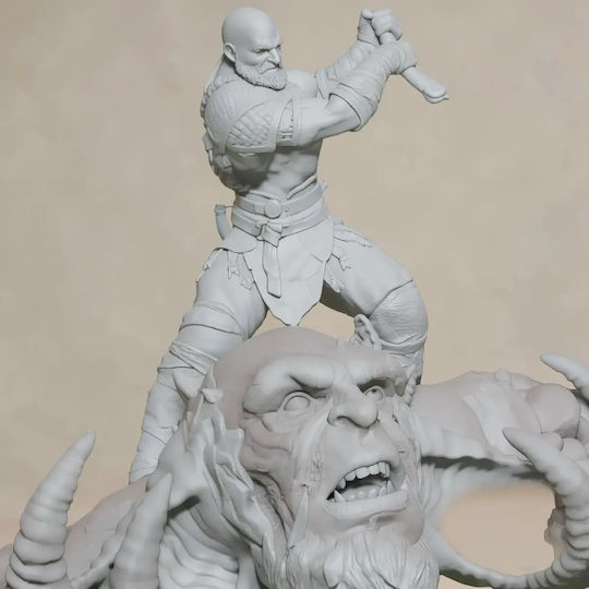 Unpainted 3D Figure Kratos Vs Troll Painting DIY Gift Colors 30 Cm 1:6