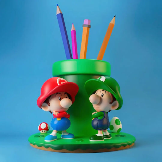 Figurină 3D Nevopsită Mario Luigi Suport Pentru Pix Vopsire Diy Cadou Culori 20 Cm 1:8