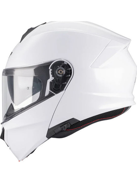 MT Genesis Gloss Weiß Motorradhelm Flip-Up DOT / ECE 22.06 Gewicht (+/-50 gr) mit Sonnenblende
