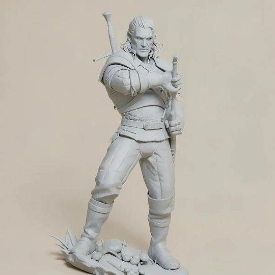iLovePrints Sammelbare Figuren Άβαφη 3d Art der Figur Geralt Schwert Basis Pose Diy Geschenk Farben 15,2 Cm 1:12