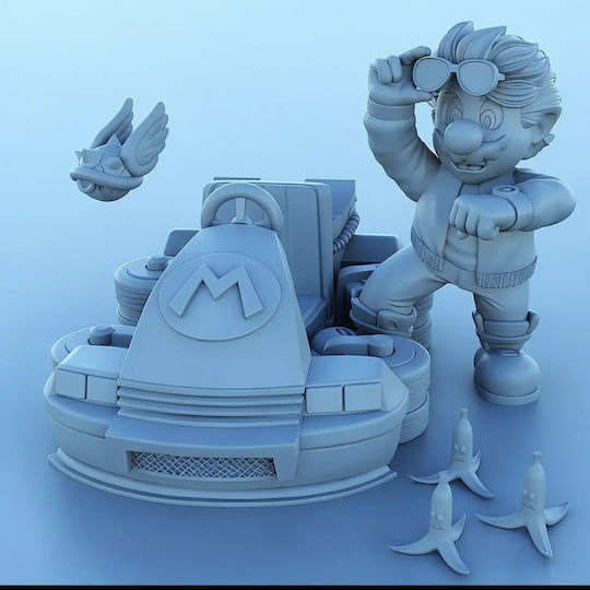 Unpainted 3D Figure Super Mario Back To Future Painting DIY Gift Colors 20 Cm 1:8