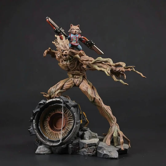 Unpainted 3D Figure Rocket Vs Groot V2 Painting Diy Gift Colors 20 Cm 1:8