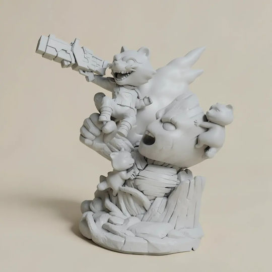 Unpainted 3D Chibi Figure Rocket Groot Guardians Galaxy Painting Diy Gift Colors 30 Cm 1:6