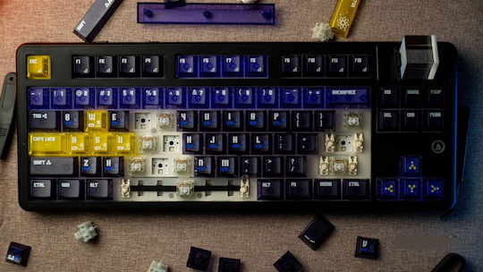 Ajazz MK87 Ασύρματο Gaming Μηχανικό Πληκτρολόγιο Tenkeyless με Custom διακόπτες και RGB φωτισμό (Αγγλικό US) Μωβ