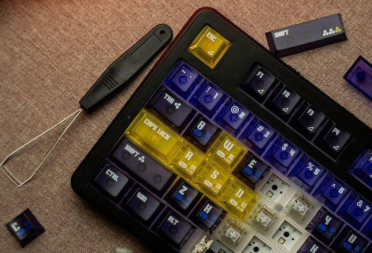 Ajazz MK87 Ασύρματο Gaming Μηχανικό Πληκτρολόγιο Tenkeyless με Custom διακόπτες και RGB φωτισμό (Αγγλικό US) Μωβ