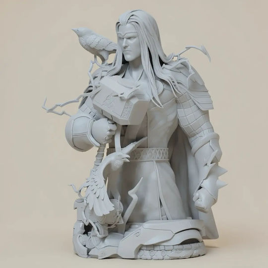 Unpainted 3D Figure Thor Raven Bust 3D Printing Figurine Painting DIY Gift Colors 20 Cm 1:8