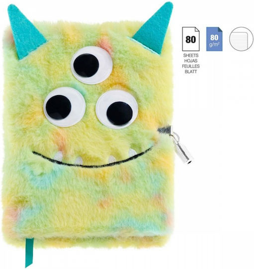 Miquelrius Fluffy My Secrets Notepad 80 Sheets Ruled with Lock Beast