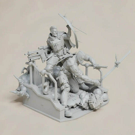 Άβαφη 3d Φιγούρα Deadpool Cable Βάψιμο Diy Δώρο Χρώματα 20 Cm 1:8