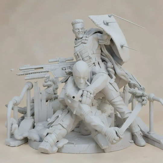Άβαφη 3d Φιγούρα Deadpool Cable Βάψιμο Diy Δώρο Χρώματα 20 Cm 1:8