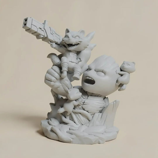 Άβαφη 3d Φιγούρα Chibi Rocket Groot Guardians Galaxy Βάψιμο Diy Δώρο Χρώματα 20 Cm 1:8